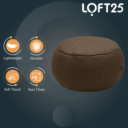 Loft 25 Round Moroccan Faux-Leather Bean Bag Footstool Pouffe