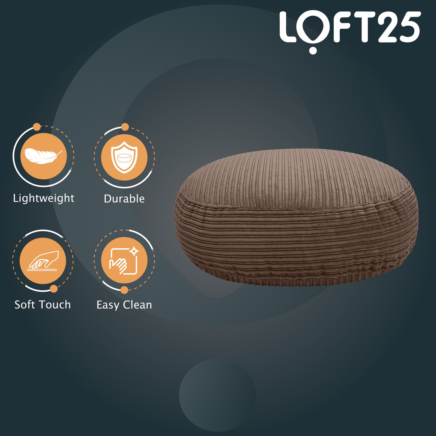 Loft 25 Round Bean Bag Footstool 97x24cm