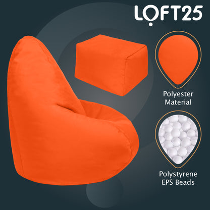 Loft 25 Kids Bean Bag Gamer Chair With Footstool