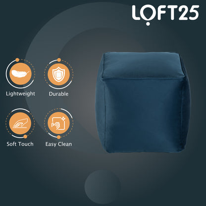 Loft 25 Premium Cubed Velvet Bean Bag Footstool