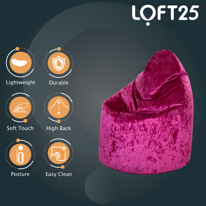 Loft 25 Crushed Velvet Bean Bag Chair