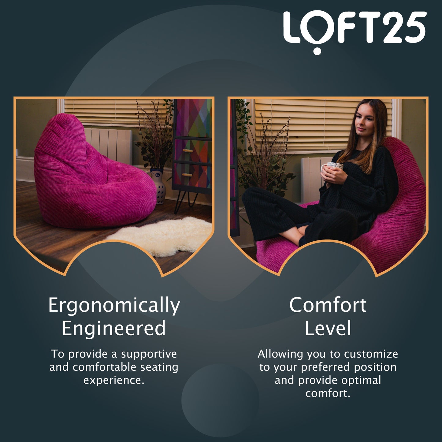 Loft 25 Adult Corduroy Highback Bean Bag Chair