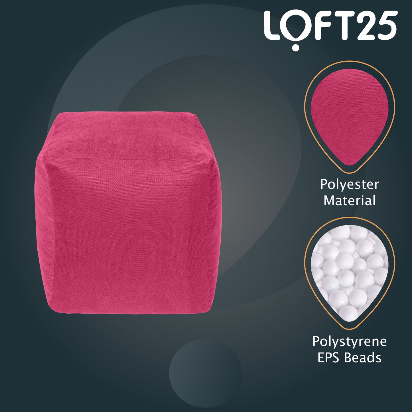 Loft 25 Bean Bag Cube Soft Luxury Footstool Chair