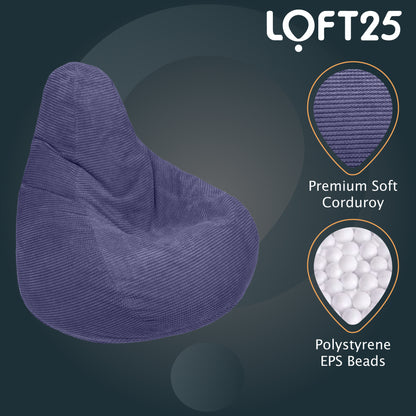 Loft 25 Adult Corduroy Highback Bean Bag Chair