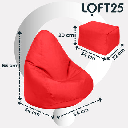 Loft 25 Kids Bean Bag Gamer Chair With Footstool