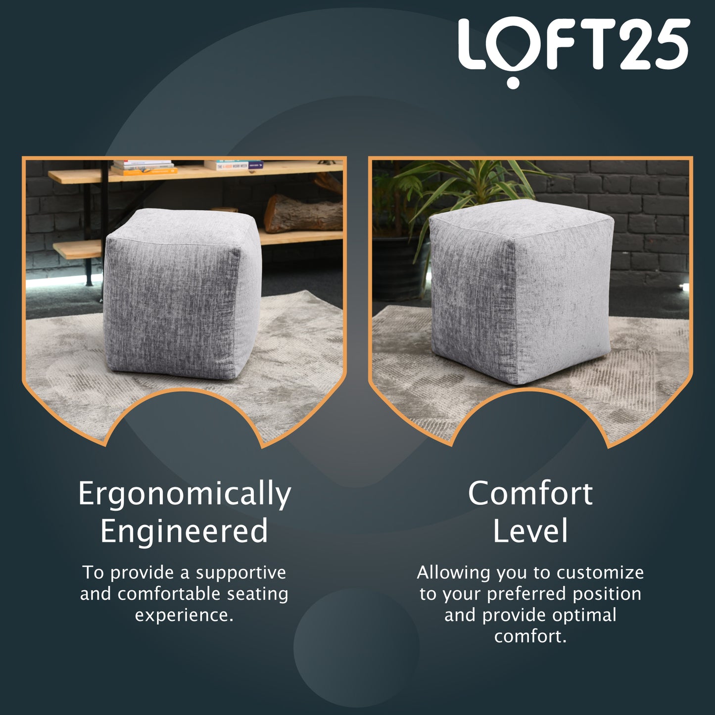 Loft 25 Cube Ergonomic Bean Bag Footstool