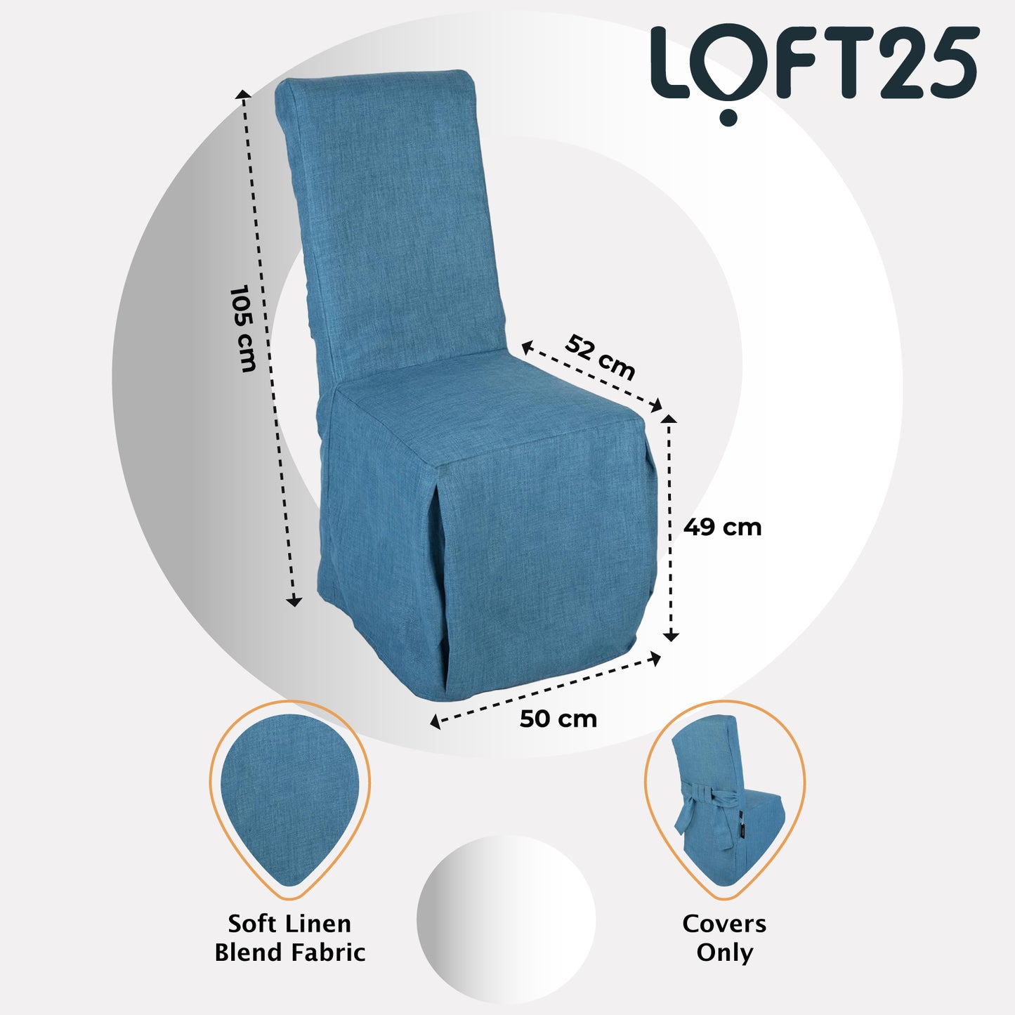 Loft 25 Stylish Fabric Upholstered Dining Chair Slipcovers