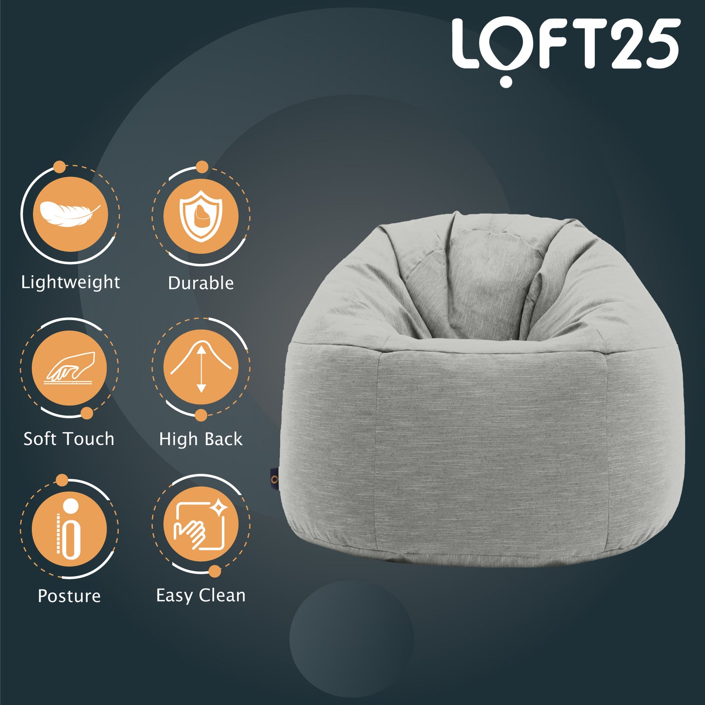 Loft 25 Round Bean Bag Chair Adult Gaming