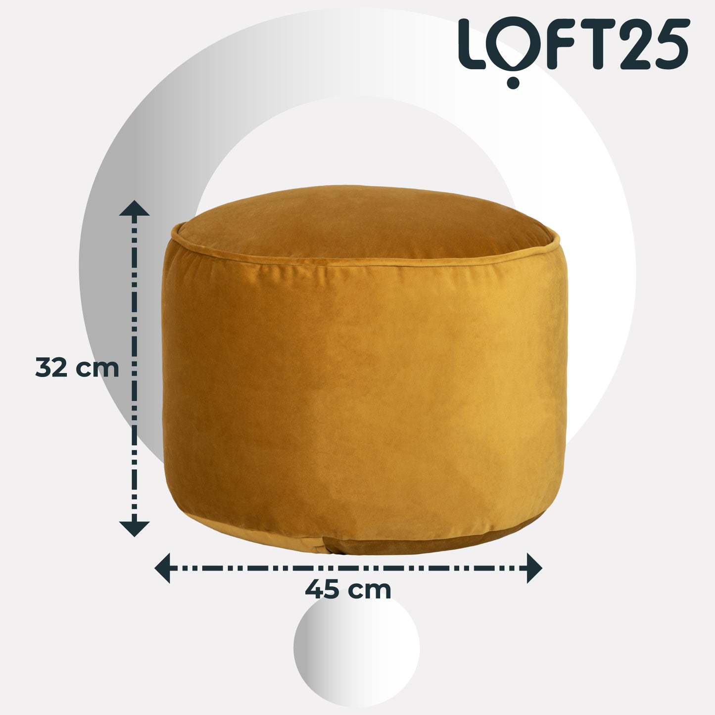 Loft 25 Premium Round Velvet BeanBag Footstool