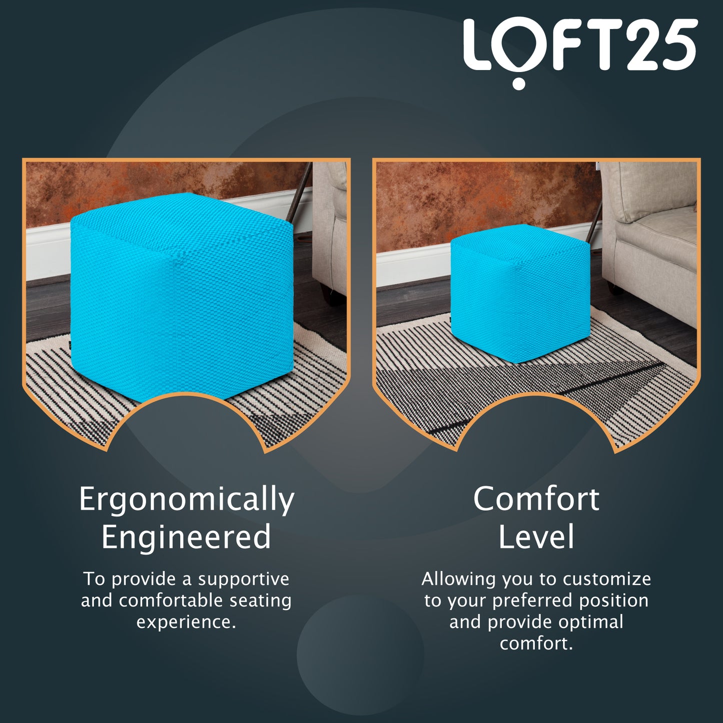 Loft 25 Premium Bean Bag Cube Footstool