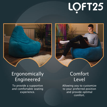 Loft 25 Adult Corduroy Highback Bean Bag Chair