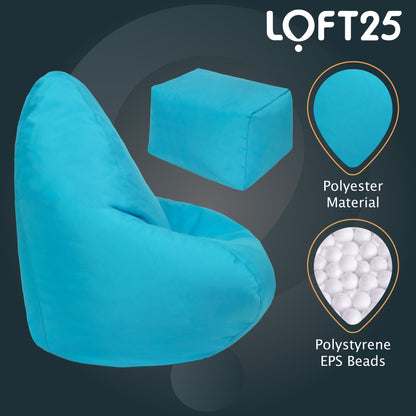 Loft 25 Kids Bean Bag Gamer Chair With Footstool