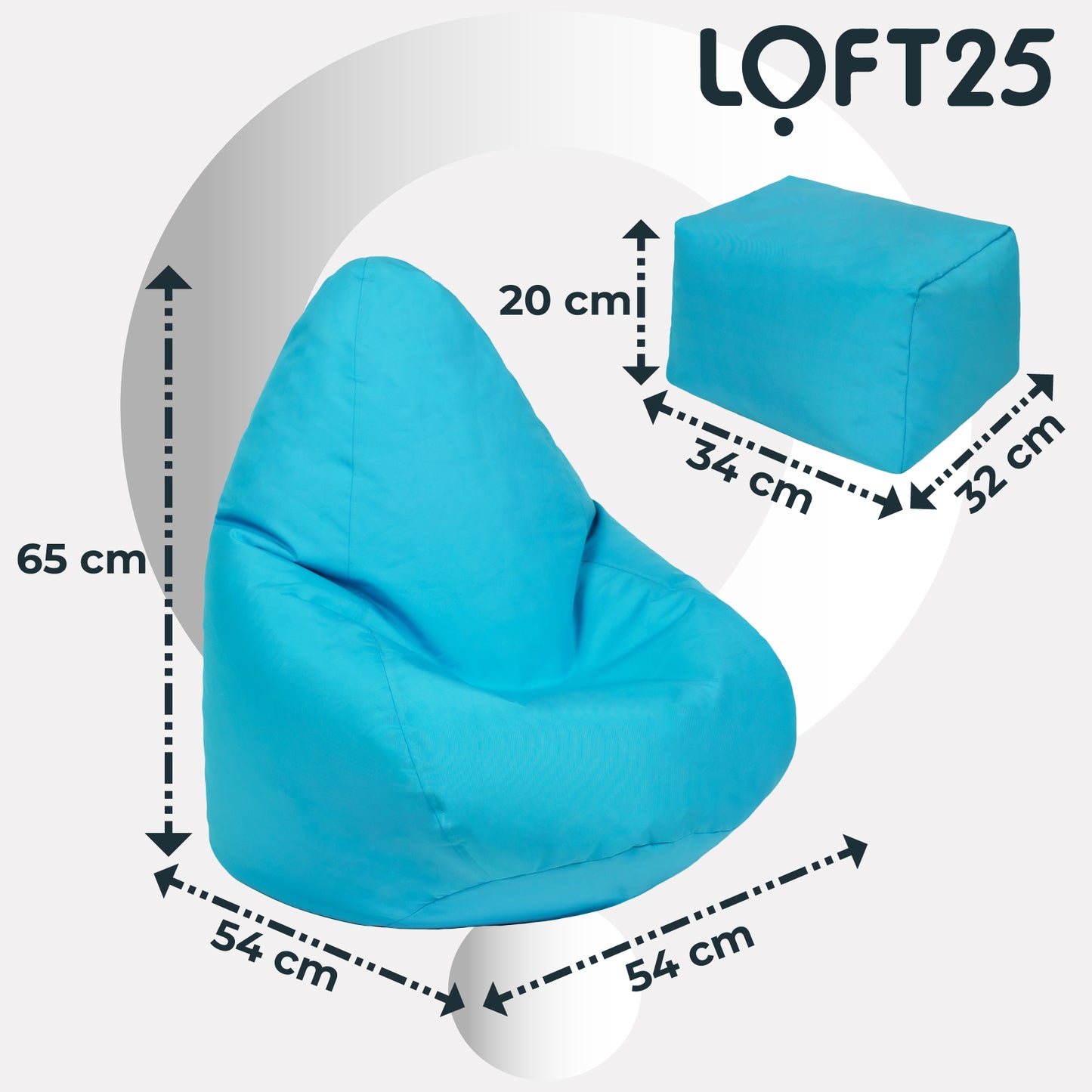 Loft 25 Kids Bean Bag Gamer Chair With Footstool