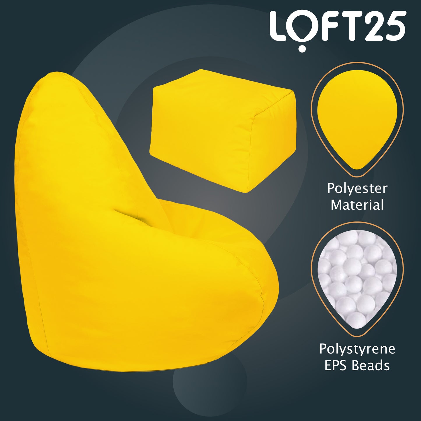 Loft 25 Kids Bean Bag Gamer Chair With Footstool